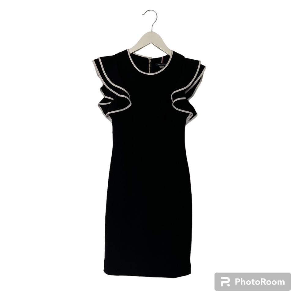 Tommy Hilfiger formal black dress with ruffle sleeves